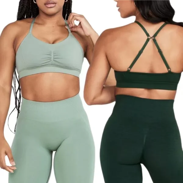 2 Pieces Gym Set Effortless Seamless Yoga Set Women Sports Bra High Waist Leggings Fitness Clothing Femme Sportswear Sports Suit