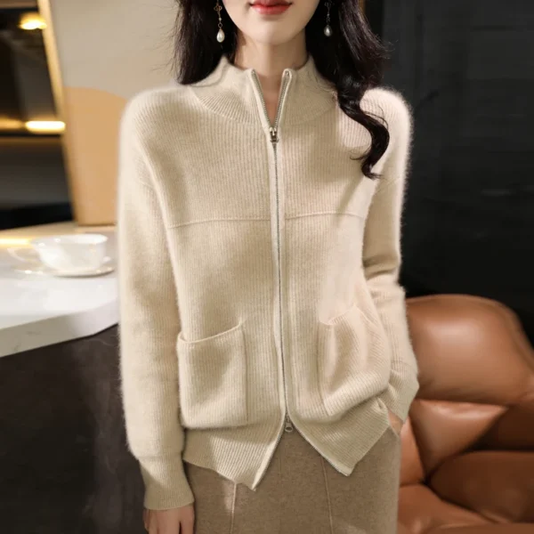 100% Merino wool new Fall/Winter Cashmere sweater Women's o neck Cardigan warm bottom knit shirt top Merino wool - Image 5