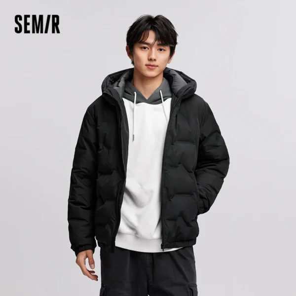 Semir Down Jacket Men 2024 New Waterproof Hooded Outerwear Winter Clothing Solid Color Versatile Direct-Injection Down Thickened - Image 3