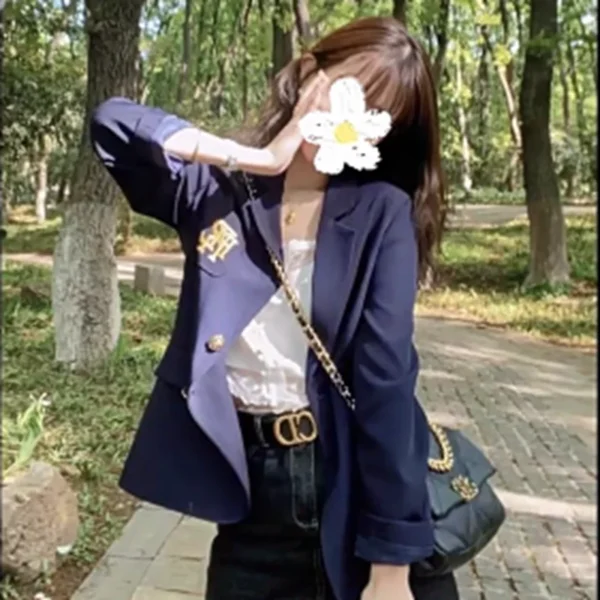 Letter Embroidered Suits Tops for Women's 2023 High-End Blazers coat Temperament Elegant Business female clothing slimming traf - Image 3