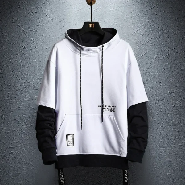 New Hoodie Sweatshirt Mens Hip Hop Pullover Hoodies Streetwear Casual Fashion Clothes Colorblock Hoodie Cotton - Image 4