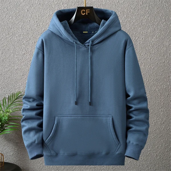 Solid Color Hoodies Men 12XL 10XL Plus Size Hoodies Autumn Winter Thick Fleece Hoodie Male Big Size 12XL Hooded Pullover Black - Image 3