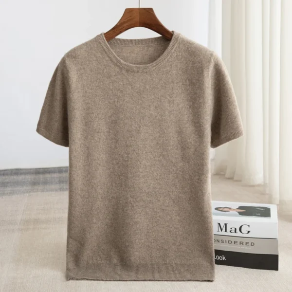 100% Merino wool men's knitted pullover sweater O-neck sweater T-shirt casual and comfortable men's short sleeved sweater new - Image 5