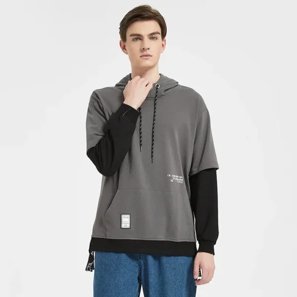 New Hoodie Sweatshirt Mens Hip Hop Pullover Hoodies Streetwear Casual Fashion Clothes Colorblock Hoodie Cotton - Image 3