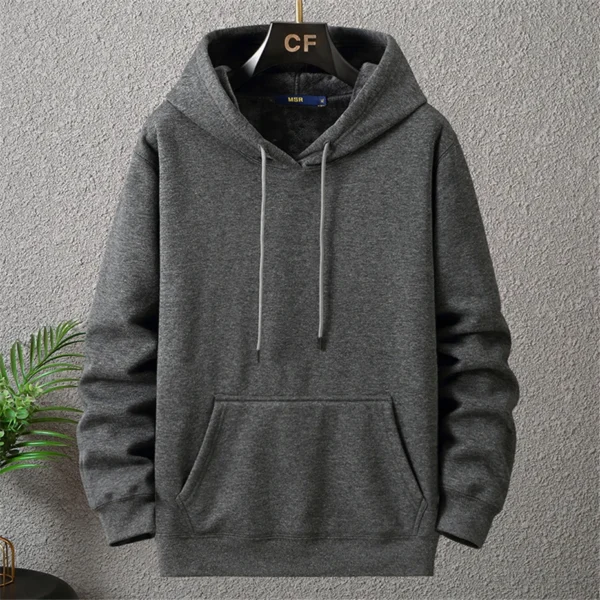 Solid Color Hoodies Men 12XL 10XL Plus Size Hoodies Autumn Winter Thick Fleece Hoodie Male Big Size 12XL Hooded Pullover Black - Image 2