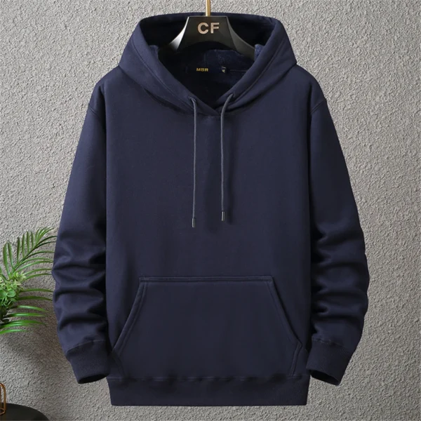 Solid Color Hoodies Men 12XL 10XL Plus Size Hoodies Autumn Winter Thick Fleece Hoodie Male Big Size 12XL Hooded Pullover Black - Image 4