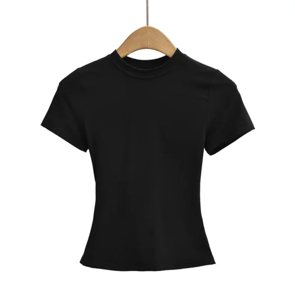 2024 New High Quality Casual T shirt Sexy Slim Short Sleeves Fashion Trend Solid Women Clothing y2k Tops - Image 2