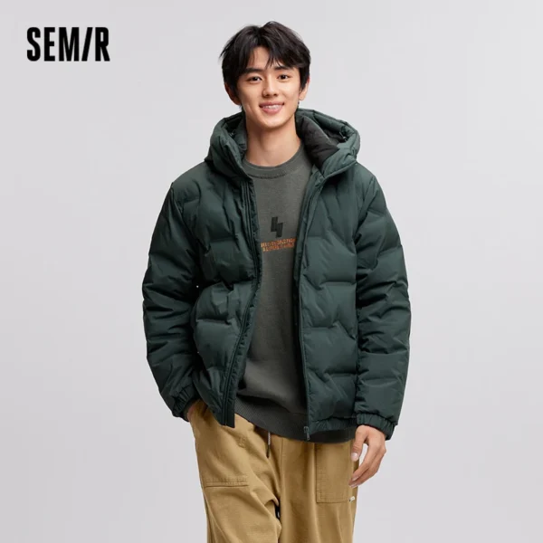 Semir Down Jacket Men 2024 New Waterproof Hooded Outerwear Winter Clothing Solid Color Versatile Direct-Injection Down Thickened - Image 2